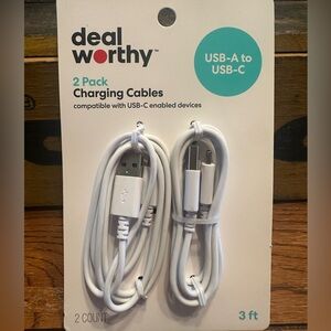 Target Deal Worthy USB-A to USB-C Charging Cables - 2 Pack White - 3ft - New